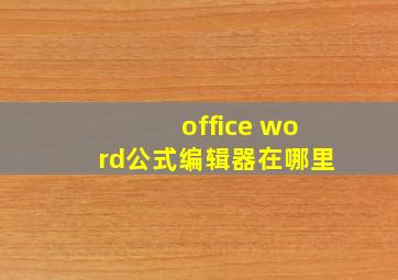 office word公式编辑器在哪里